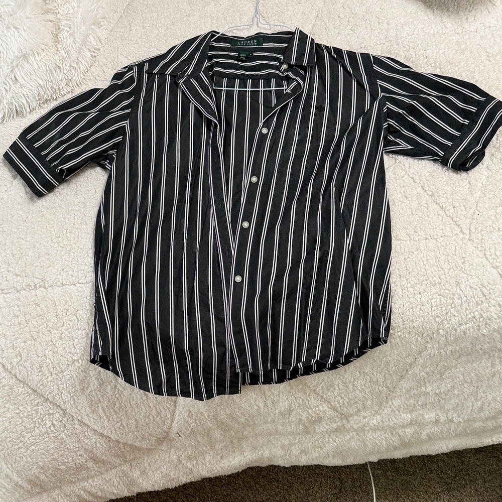 Ralph Lauren Black and White Striped Casual Shirt